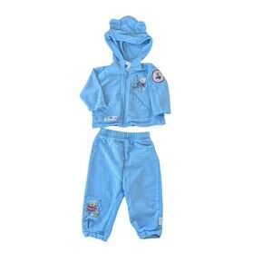 Vintage McBaby One Fish Two Fish Embroidered Fishing Bear Sweatshirt Outfit 6-9m